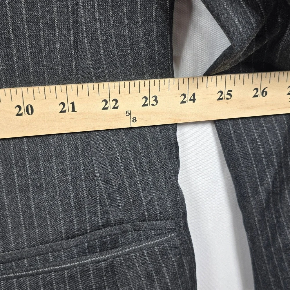 J. Ferrar Wool Pinstripe‎ Suit Set Blazer & Trousers Dark Gray Men's 48R, 37x29